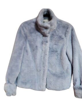 Philosophy Republic faux fur coat periwinkle blue snap closures Womens Size XS